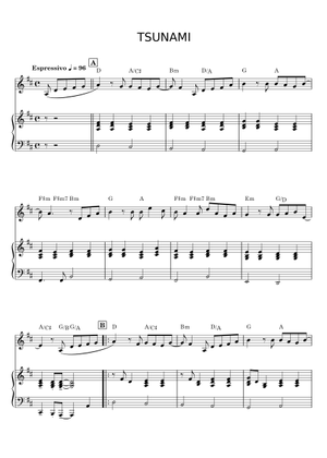 TSUNAMI - 桑田佳祐 Sheet Music for Piano, Saxophone soprano (Mixed
