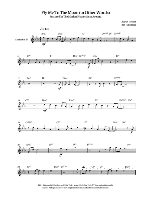 Fly Me To The Moon (in Other Words) (Arr. Heisenberg) - Tony Bennett (Clarinet Solo)