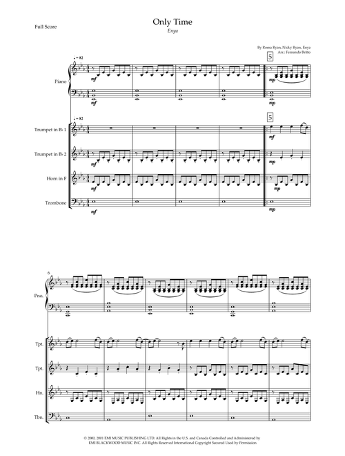 Only Time (Arr. Fernando Britto) - Enya (Small Ensemble)