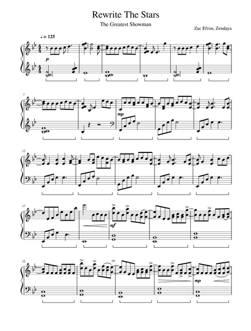 Rewrite The Stars (Arr. Antoine Massroua) - Zac Efron & Zendaya (Piano Solo)