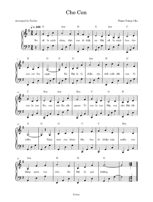 Cho Con – Phạm Trọng Cầu (Piano Đơn Giản)