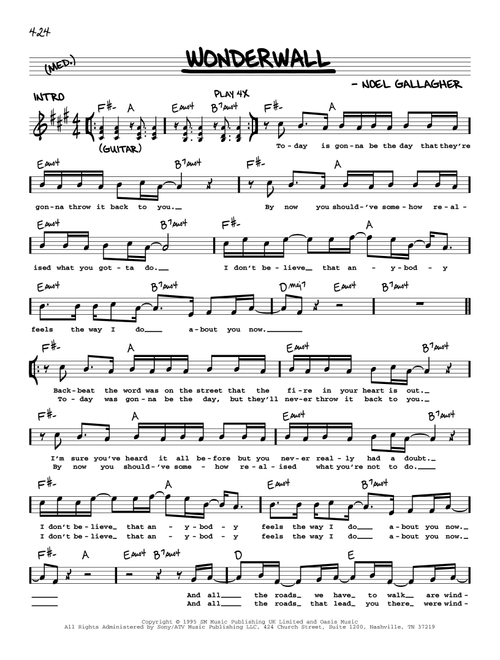 Wonderwall - Oasis (Real Book - Melody-Chords-Lyrics)