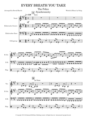 Every breath you take - The Police Sheet Music for Drum
