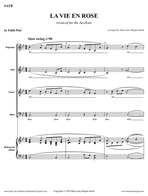 La Vie En Rose (Arr. MaryAnne Muglia) - Mohombi Moupondo, Matt James, Craig Smart (Choral, SATB)