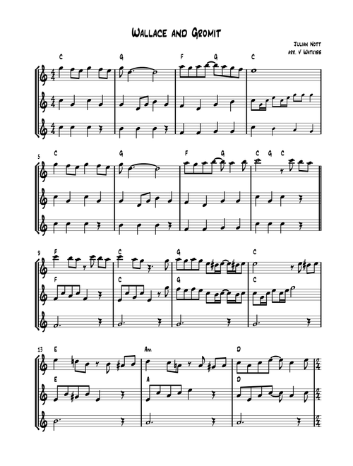 Wallace And Gromit Theme (Arr. Verena Watkiss) - Julian Nott (Large Ensemble)