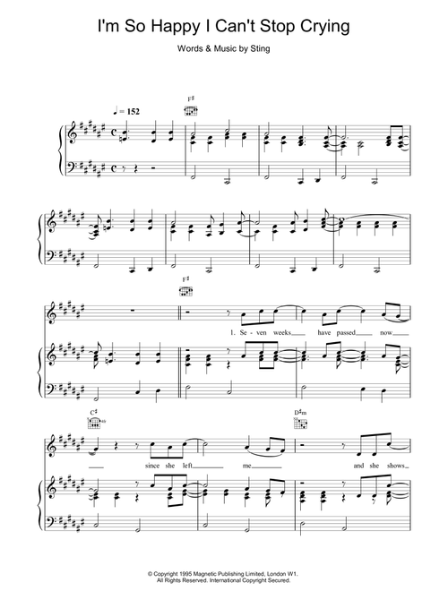 I'm So Happy I Can't Stop Crying - Sting (Piano-Vocal-Guitar (Piano Accompaniment))