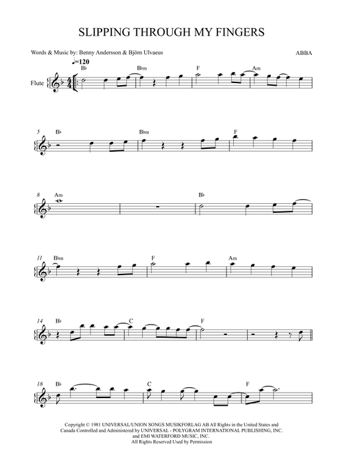 Slipping Through My Fingers (Arr. Karen Gueiros) - ABBA (Flute Solo)