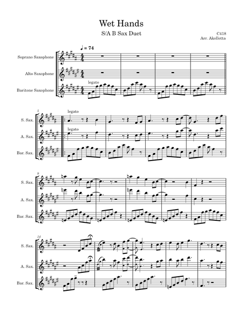 Wet Hands S/A B Sax Duet