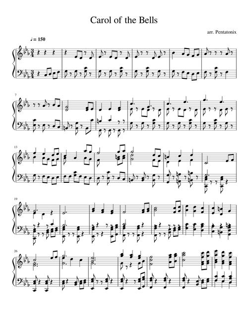 Carol of the Bells - PTX - arranged for handbells
