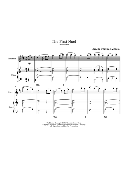 The First Noel (Arr. Dominic Meccia) - Andy Williams (Tenor Sax and Piano)