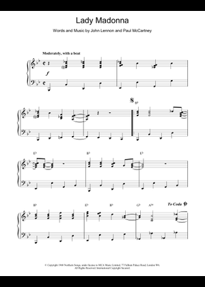 Play Official version of Lady madonna Sheet Music by The Beatles