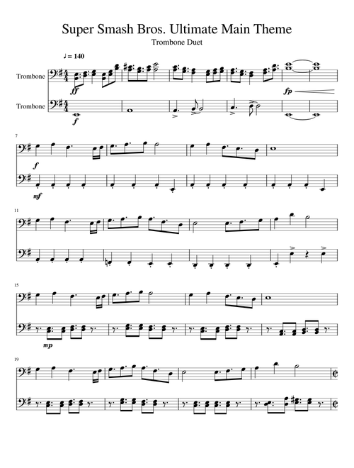 Super Smash Bros Ultimate Main Theme - Trombone Duet