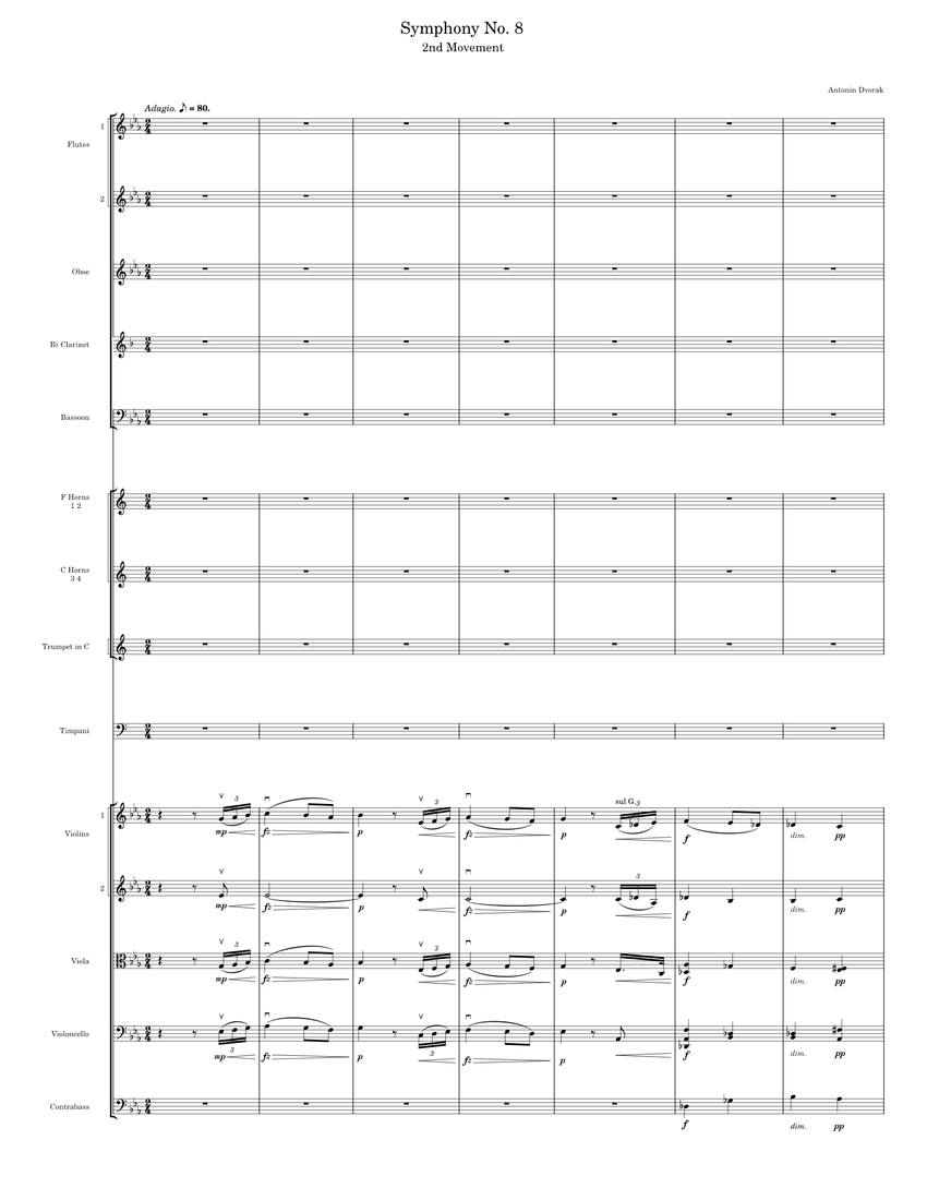 Dvorak - Symphony No. 8, Op. 88 - 2nd Movement Sheet Music