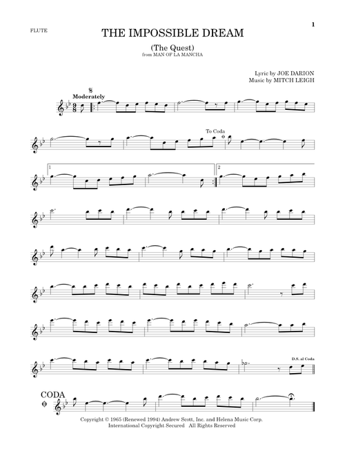 The Impossible Dream (The Quest) - Mitch Leigh, Joe Darion (Flute Solo)