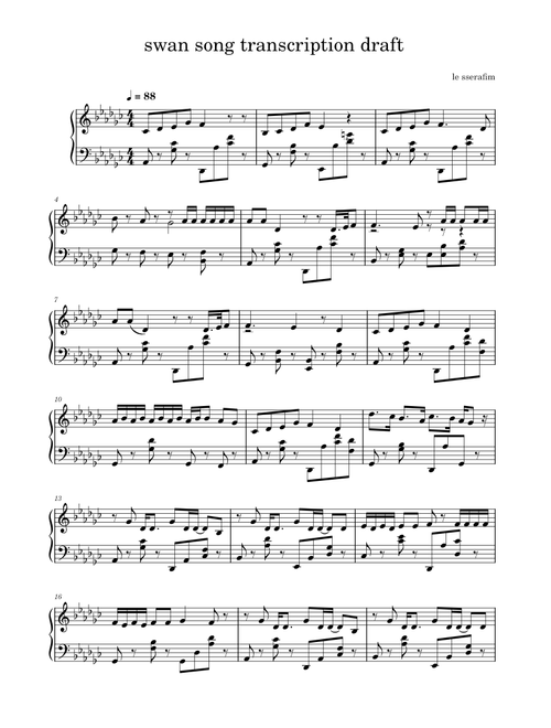 swan song piano transcription