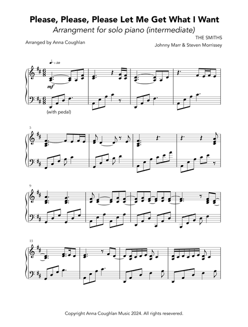 Please, Please, Please, Let Me Get What I Want (Arr. Anna Coughlan) - The Smiths (Piano Solo)