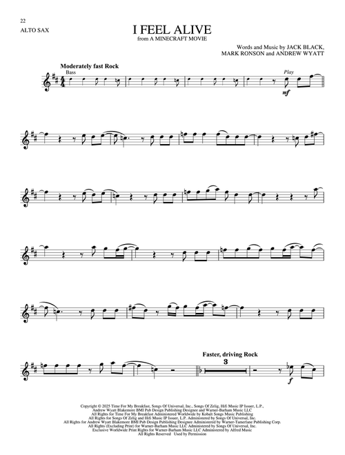 I Feel Alive (from A Minecraft Movie) - Jack Black (Alto Sax Solo)