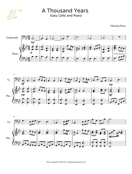 Christina Perri - A thousand Years (Cello Piano Duet)