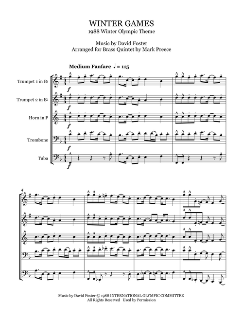Winter Games (Arr. Mark Preece) - David Foster (Brass Ensemble)