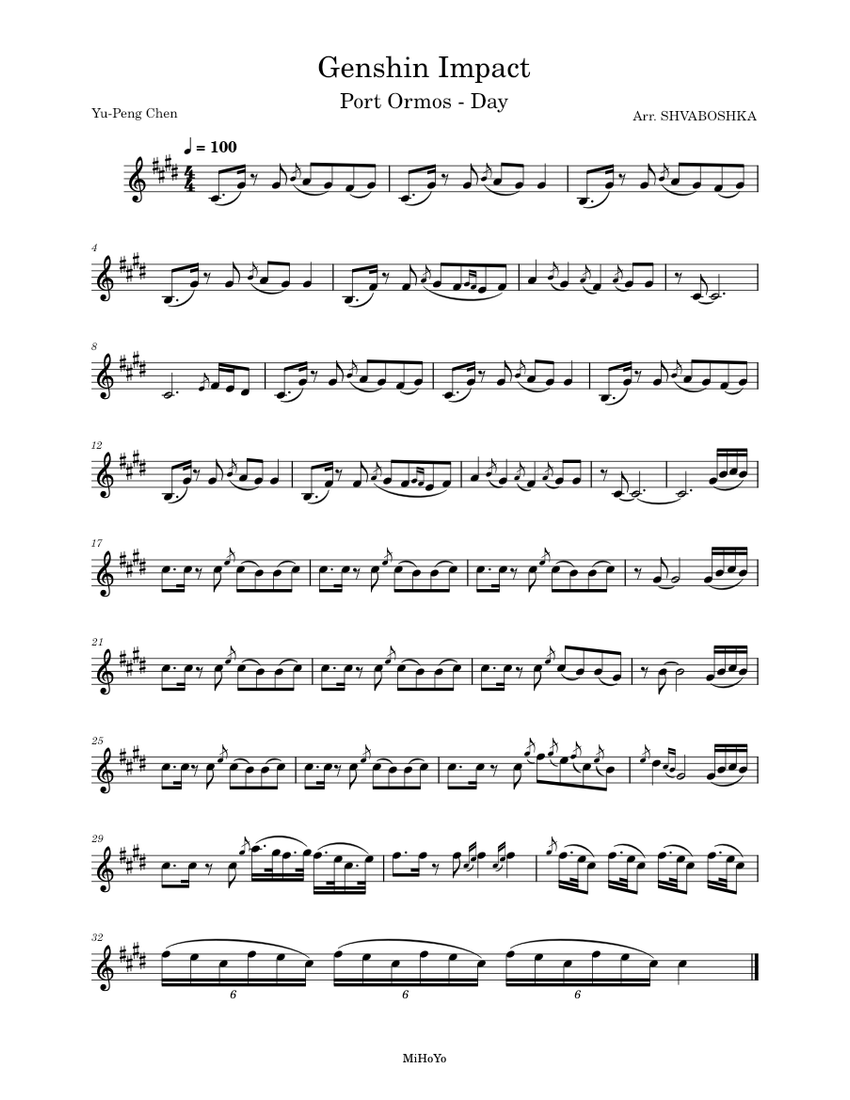 Genshin Impact Sumeru OST Port Ormos (Day) YuPeng Chen piano