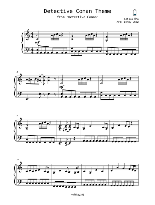 Detective Conan: Main Theme (Arr. Benny Chaw (Off-Key 101)) - Katsuo Ohno (Easy Piano)