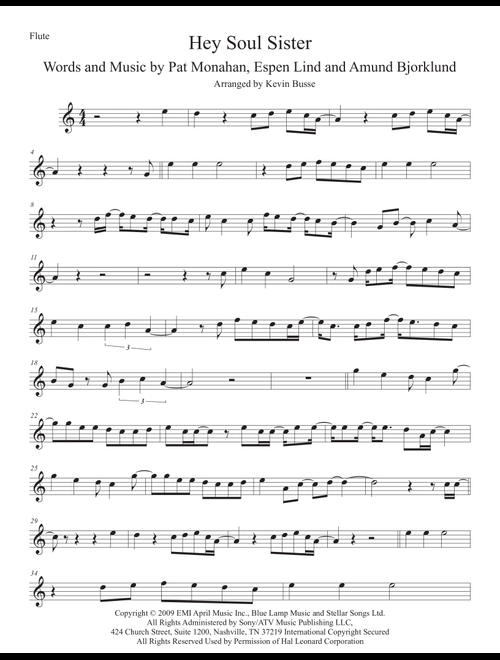 Hey, Soul Sister (Arr. Kevin Busse) - Train (Flute Solo)