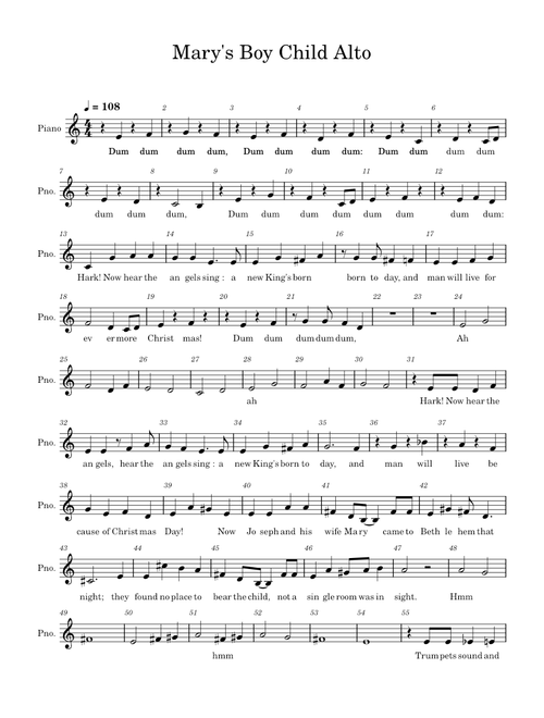Mary's Boy Child – Misc Traditional