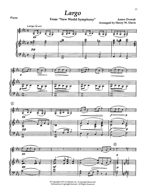 Largo (from New World Symphony) - Antonín Dvorák (Clarinet and Piano)