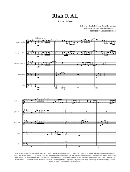 Risk It All (Arr. Glauco Fernandes) - Bruno Mars (Brass Ensemble)