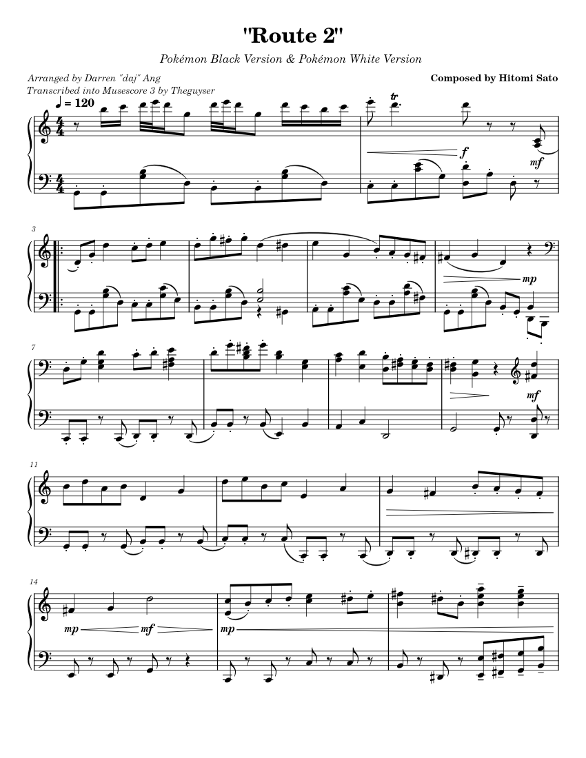Route 2 - Hitomi Sato Sheet music for Piano (Solo) | Musescore.com Route 2 - Hitomi Sato Sheet music for Piano (Solo) | Musescore.com
