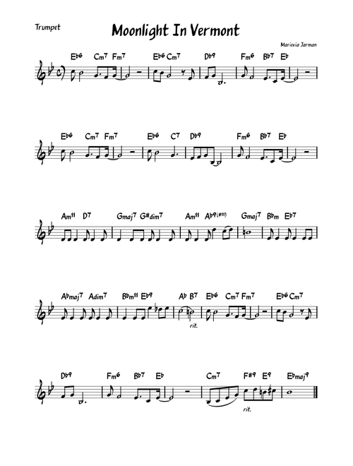 Moonlight In Vermont – Frank Sinatra, John Williams Moonlight In Vermont  Trumpet
