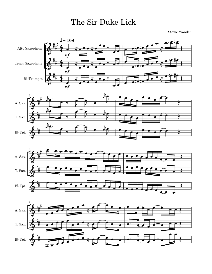 Sir duke alto sax online