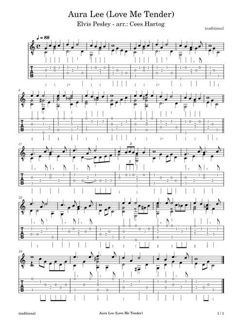 Aura Lee / Love Me Tender – Elvis / Misc Traditional