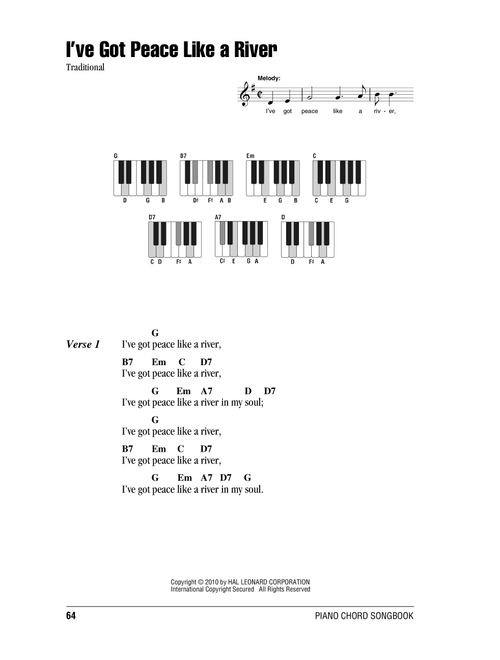 I've Got Peace Like A River - Traditional (Piano Chords-Lyrics)