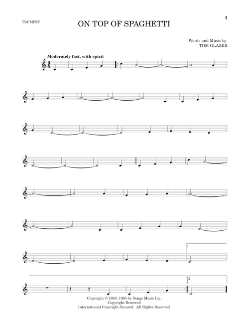 On Top Of Spaghetti - Tom Glazer (Trumpet Solo)