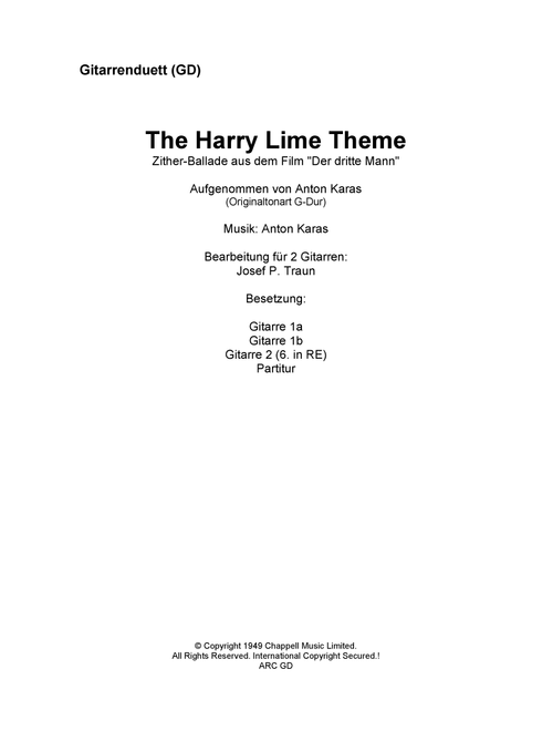 The Third Man (The Harry Lime Theme) (Arr. Josef Peter Traun) - Anton Karas (Instrumental Duet)