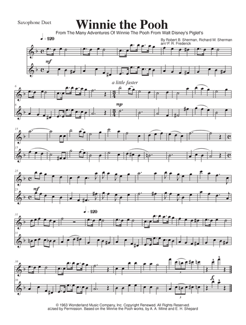 Winnie The Pooh (Arr. P. R. Frederick) - Richard M. Sherman, Robert B. Sherman (Saxophone Duet)