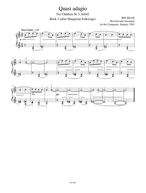 B. Bartok For Children  Vol. 1 Nr.3- Quasi adagio