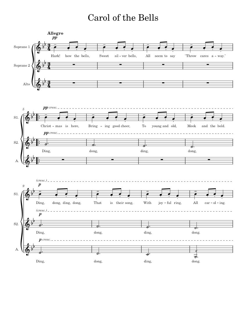 Carol of the bells – Pentatonix Carol of the Bells SSA Sheet Music for ...