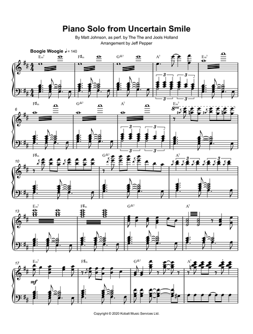 Uncertain Smile (Arr. Tunescribers) - Matt Johnson (Piano Solo)