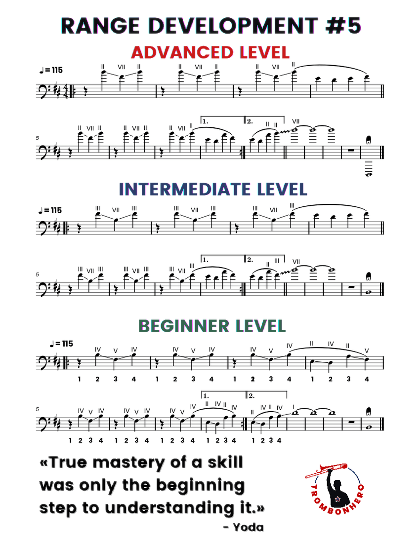 Trombone Range Development 5 Michele Fortunato piano tutorial