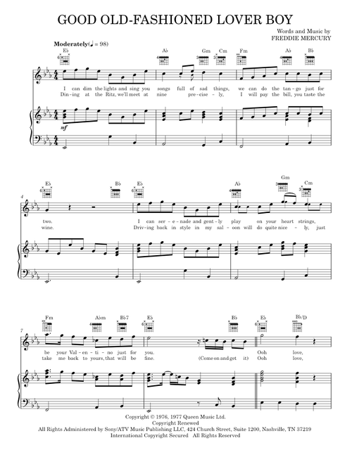 Good old-fashioned lover boy - Queen (Piano-Vocal-Guitar)