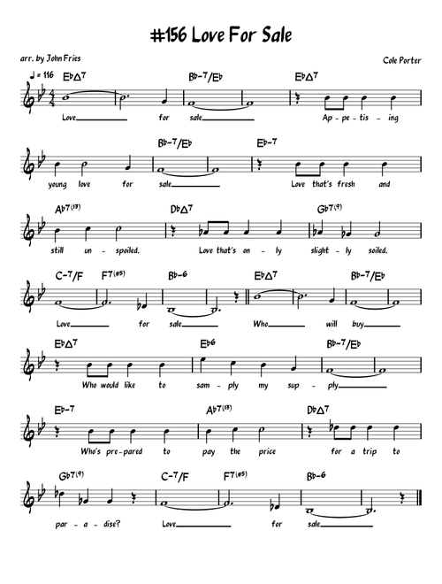 Love For Sale (Arr. John Fries) - David Vanacore, Charles Stephens (Piano-Vocal-Guitar (Piano Accompaniment))