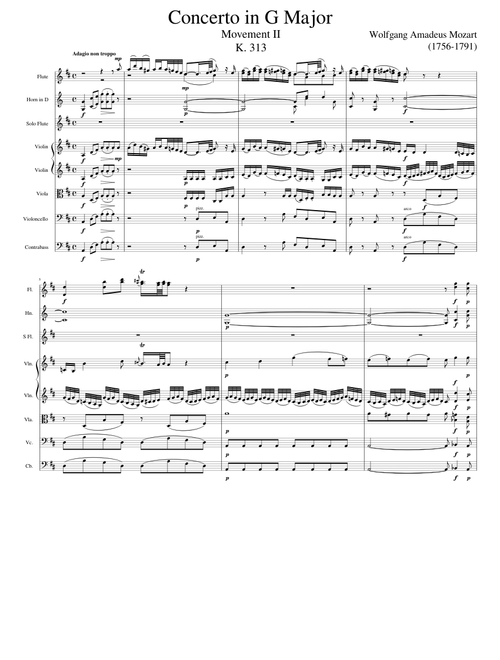 Flute Concerto In G Major Movement II Mozart