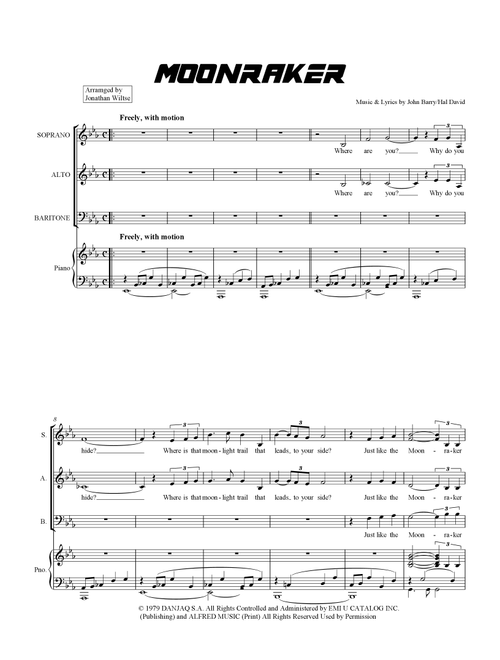 Moonraker (Arr. Jonathan Wiltse) - Shirley Bassey (Choral, SAB)
