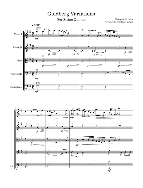 Goldberg Variations for String Quintet