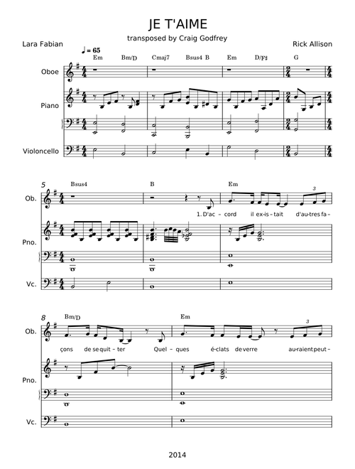 Je T'aime - Laura Fabian / Rick Allison