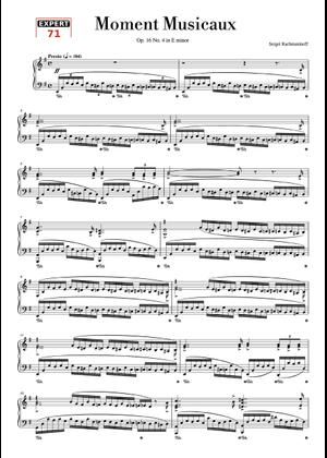 Moment Musicaux, Op 16, No.1 – Sergei Rachmaninoff Sheet Music for