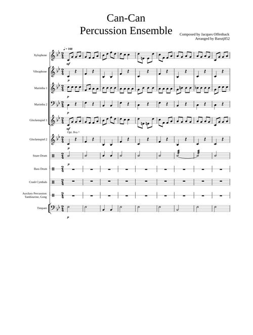 Can-Can – Jacques Offenbach Can Can by Jacques Offenbach Percussion Ensemble (Key of Bb)