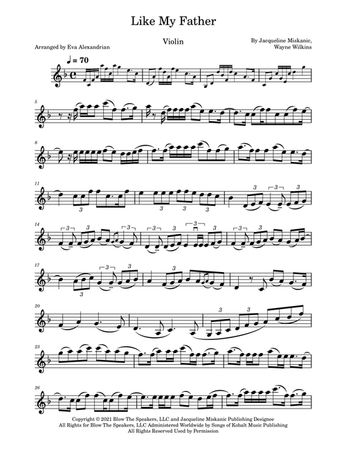 Like My Father (Arr. Eva Alexandrian) - Jax (Violin Solo)